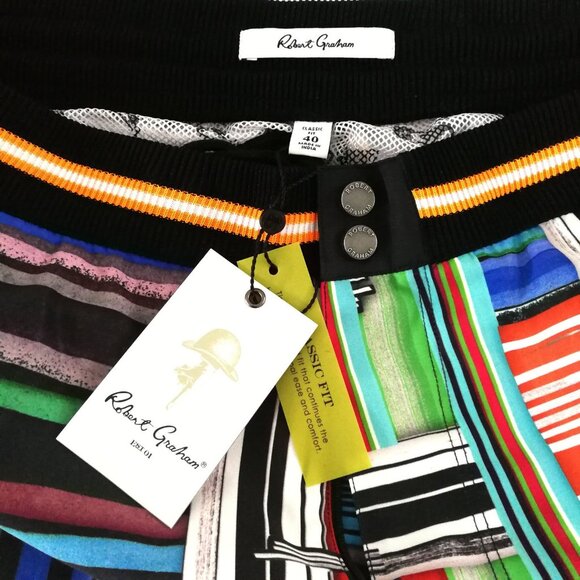 Robert Graham Mens Trunks Size 38 Mosaic Skulls Pinup Shorts Swimwear NEW - Picture 2 of 6